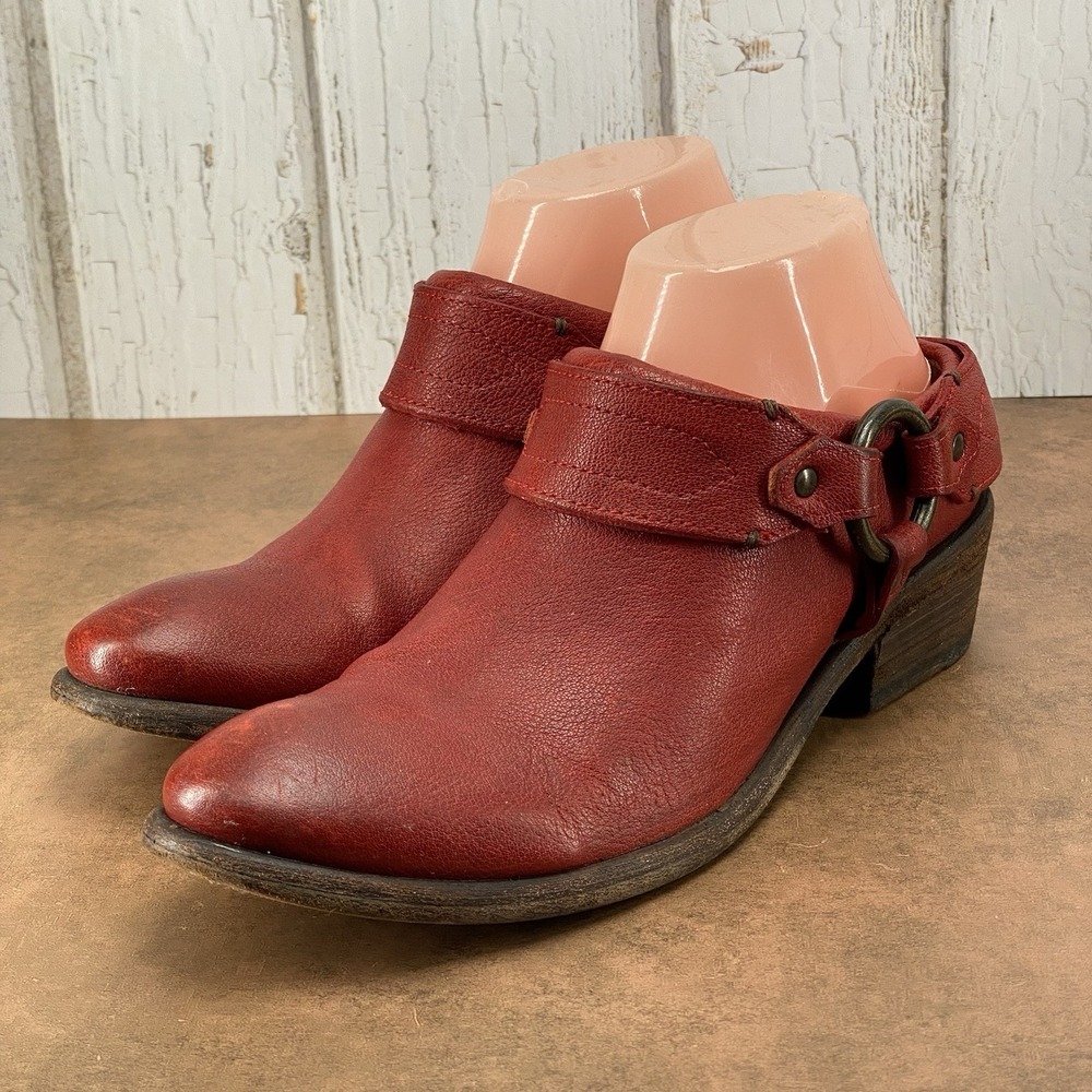 Vintage Frye Carson Harness Mules 70160 Redwood Leather Women's Size 7.5B Mexico